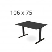 106x75 cm sort linoleum. Elektrisk hæve sænkebord.