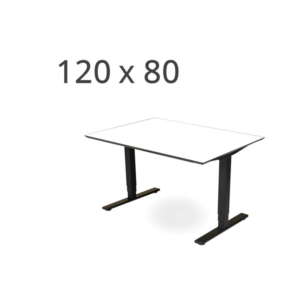 Hæve sænkebord 120x80 cm laminat med sort kant