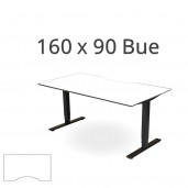 160x90 cm hvid laminat med sort kant med bue. Elektrisk hæve sænkebord.