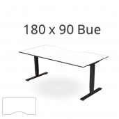180x90 cm hvid laminat med sort kant med bue. Elektrisk hæve sænkebord.