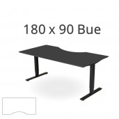 180x90 cm sort linoleum med bue. Elektrisk hæve sænkebord.