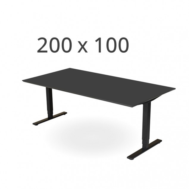 200x100 cm sort linoleum. Elektrisk hæve sænkebord