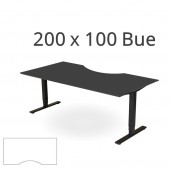 200x100 cm sort linoleum med bue. Elektrisk hæve sænkebord