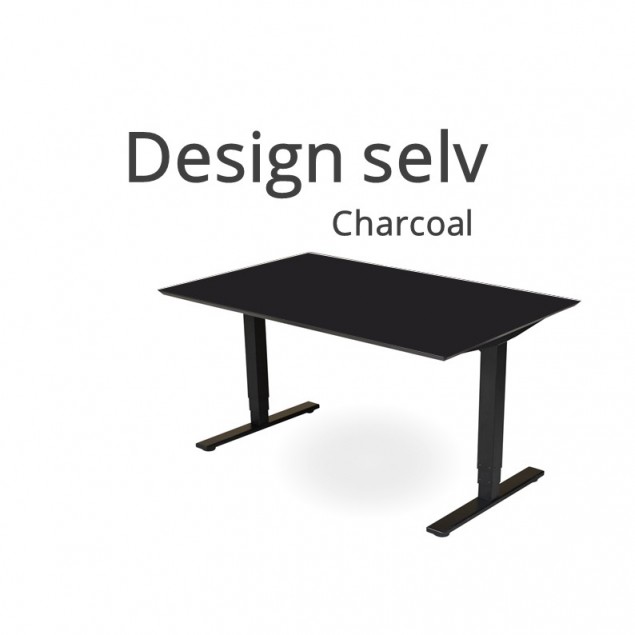 Hæve sænkebord Charcoall grå linoleum. Vælg selv størrelse og form