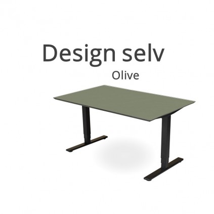 Hæve sænkebord Olive grøn linoleum. Vælg selv størrelse og form