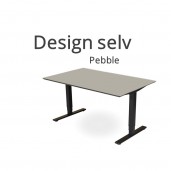 Hæve sænkebord Pebble grå linoleum. Vælg selv størrelse og form