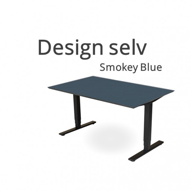Hæve sænkebord Smokey Blue blå. Vælg selv størrelse og form