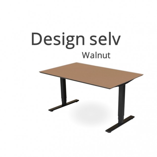 Hæve sænkebord Walnut linoleum. Vælg selv størrelse og form