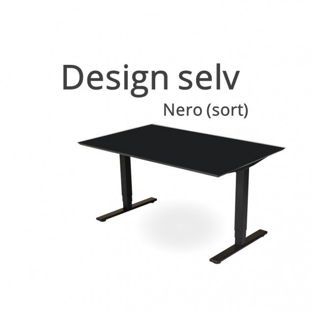 Hæve sænkebord Nero (sort) linoleum. Vælg selv størrelse og form