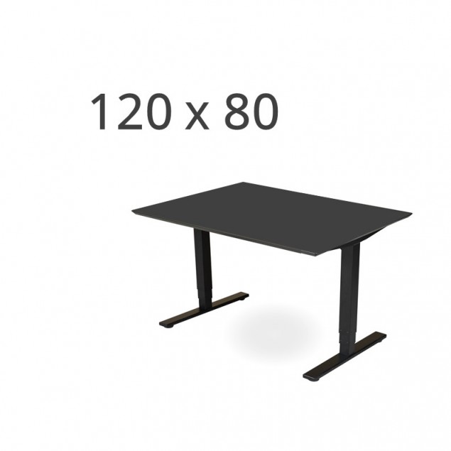 120x80 cm sort linoleum. Elektrisk hæve sænkebord.