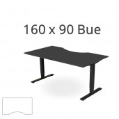 160x90 cm sort linoleum med bue. Elektrisk hæve sænkebord.