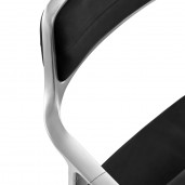 VIPP 452 stol med hjul i poleret aluminium/sort læder