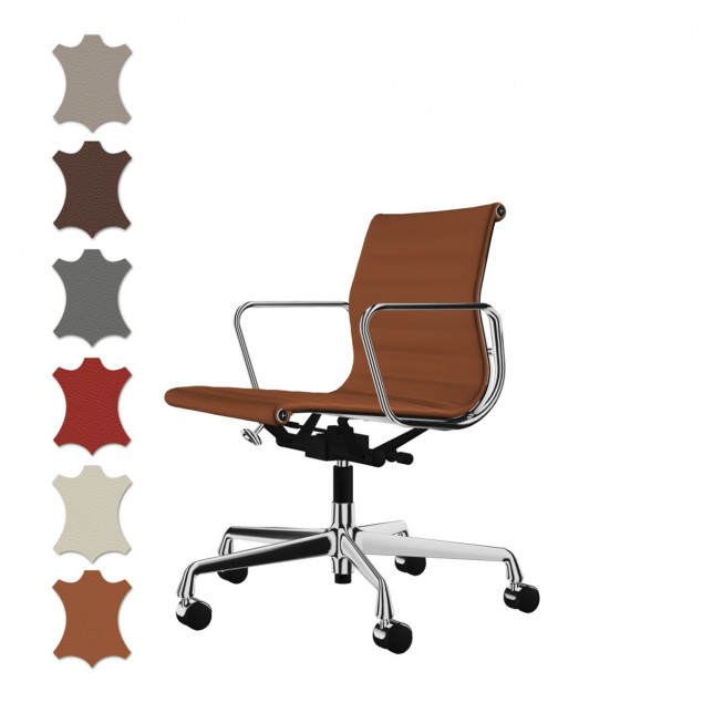 Vitra Aluminium EA 118 kontorstol med læder - flere farver