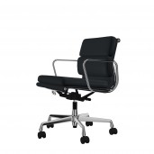 Vitra Soft Pad EA 217 kontorstol med sort læder og krom stel