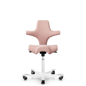 HÅG Capisco 8106 kontorstol, med lyserød Fame. Uld stof har bedste slidstyrke og god siddekomfort.  