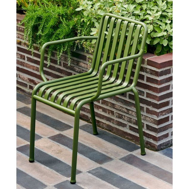 HAY Palissade udendørsstol med armlæn - olive