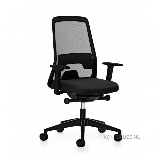 EVERY kontorstol med sort betræk model is1 251EV. Vælg med eller uden armlæn. 